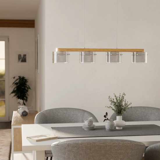 Portico z eglo lampadario da cucina paralumi in vetro 4 luci led rgb cct da 2700k a 6500k