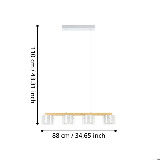 Portico z eglo lampadario da cucina paralumi in vetro 4 luci led rgb cct da 2700k a 6500k