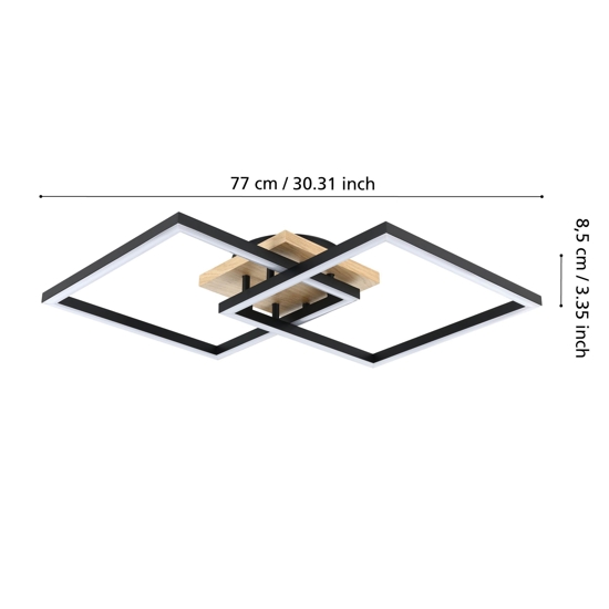 Lomaltas z eglo plafoniera moderna nera led da 2700k a 6500k controllo remoto telecomando app