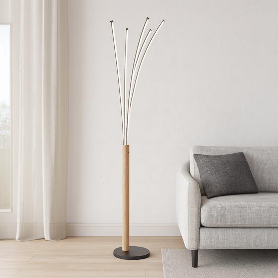 Lampada da terra design moderno led 3000k legno e metallo