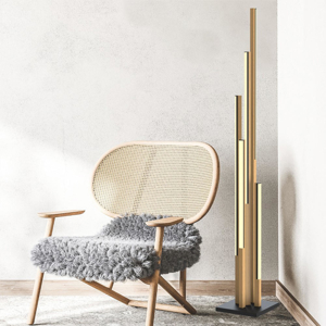 Piantana design moderno per salotto geometrica led 3000k legno