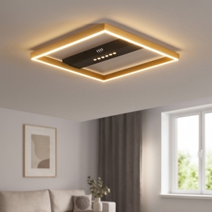 Plafoniera led 24w 3000k design nero oro quadrata