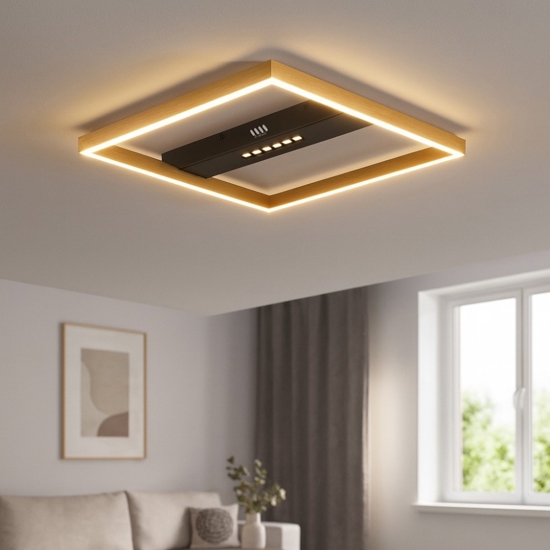 Plafoniera led 24w 3000k design nero oro quadrata