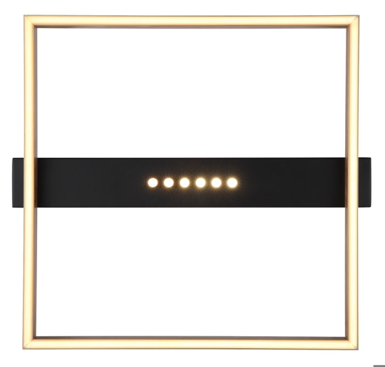 Plafoniera led 24w 3000k design nero oro quadrata