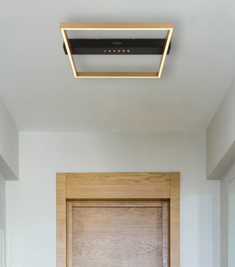Plafoniera led 24w 3000k design nero oro quadrata