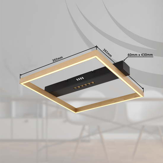 Plafoniera led 24w 3000k design nero oro quadrata