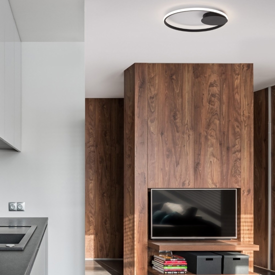 Plafoniera nera led 3000k circolare per soggiorno