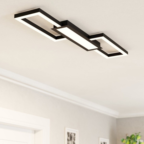 Eglo monirote plafoniera nera led 3000k a 6500k dimmerabile
