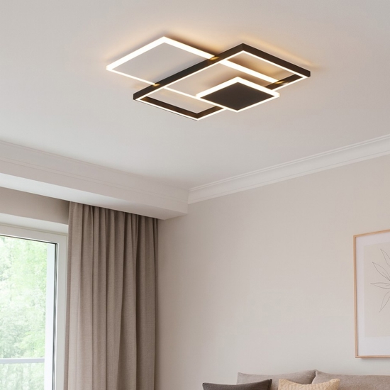 Plafoniera design moderna rettangolare grigio nero 46w 3000k dimmerabile