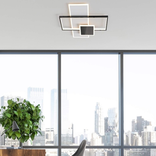 Plafoniera design moderna rettangolare grigio nero 46w 3000k dimmerabile