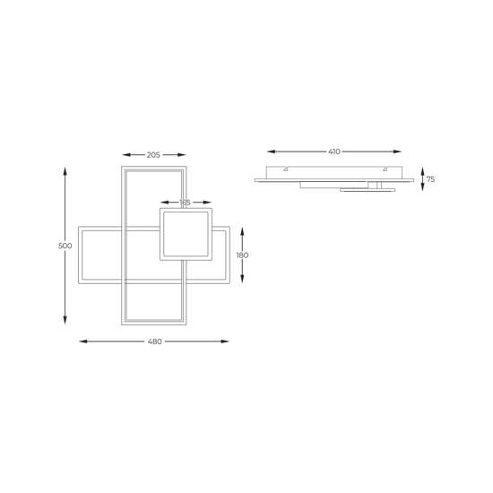 Plafoniera design moderna rettangolare grigio nero 46w 3000k dimmerabile