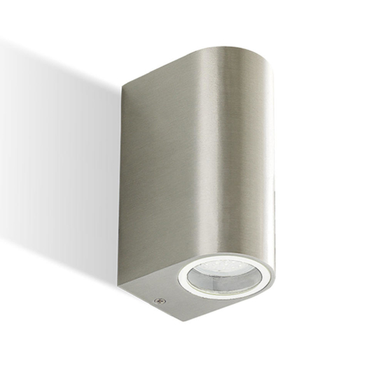 Applique da esterno moderno color acciaio biemissione ip54