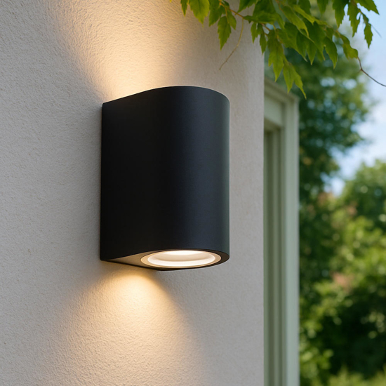 Applique nera per esterno balcone biemissione luce ip54