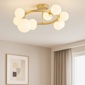 Ideal lux perlage pl10 plafoniera 10 luci sfere vetro bianco