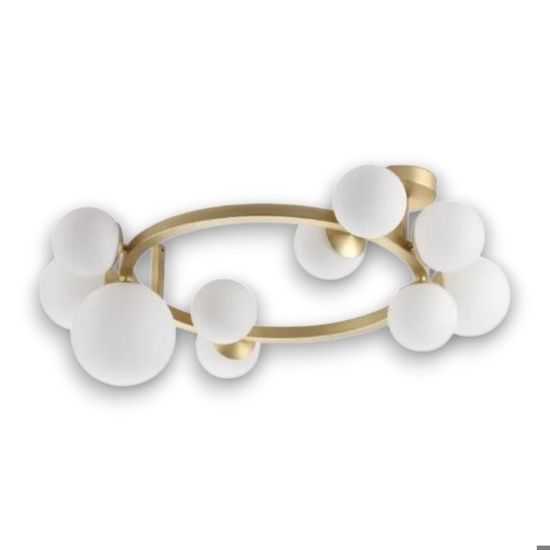 Ideal lux perlage pl10 plafoniera 10 luci sfere vetro bianco