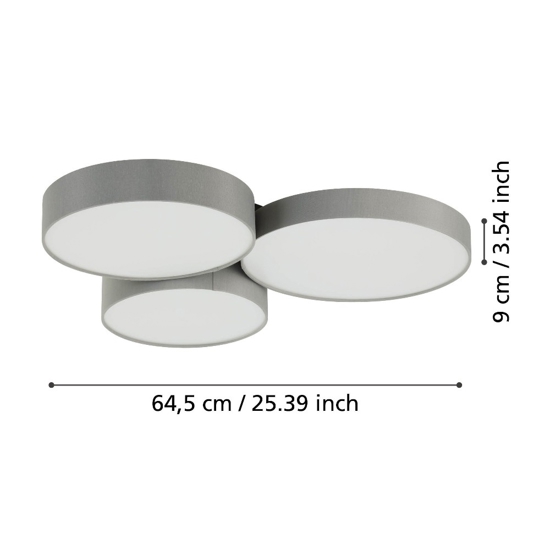 Barbano z eglo plafoniera moderna colore grigio led rgb cct da 2700k a 6500k