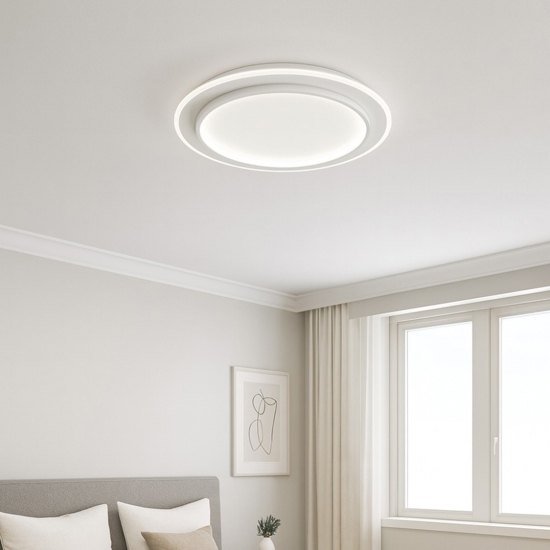 Gea luce dharma plafoniera moderna led 40w 3000k bianca doppio cerchio