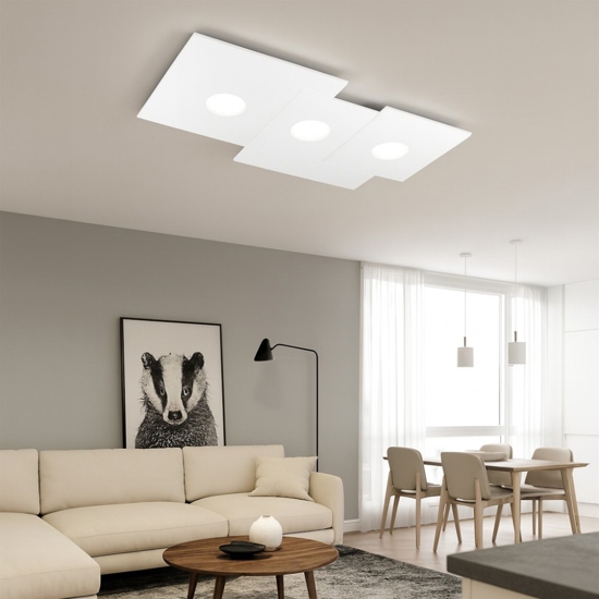Top light plate plafoniera per cucina moderna squadrata bianca