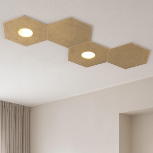 Top light plafoniera led componibile 2 luci + 2 placche foglia oro