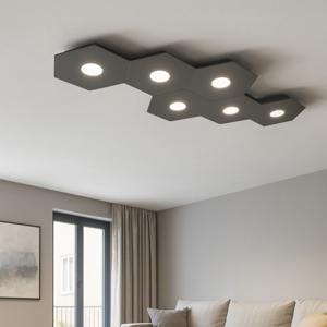 Top light plafoniera antracite esagonale moderna