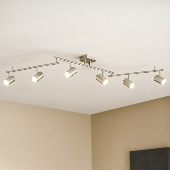 Plafoniera 6 luci con faretti orientabili grigio