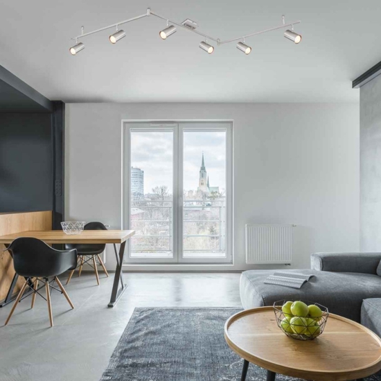 Plafoniera 6 luci con faretti orientabili grigio