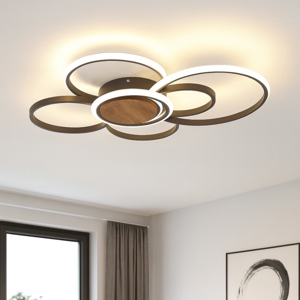 Plafoniera antracite legno led 60w 2700k a 6000k con telecomando