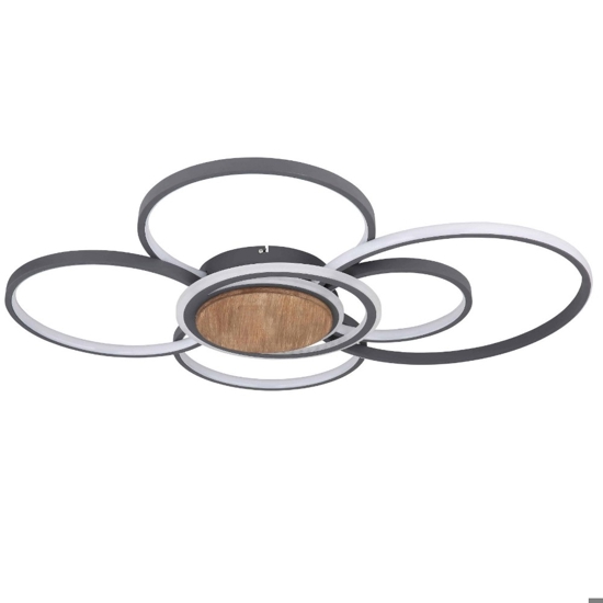 Plafoniera antracite legno led 60w 2700k a 6000k con telecomando