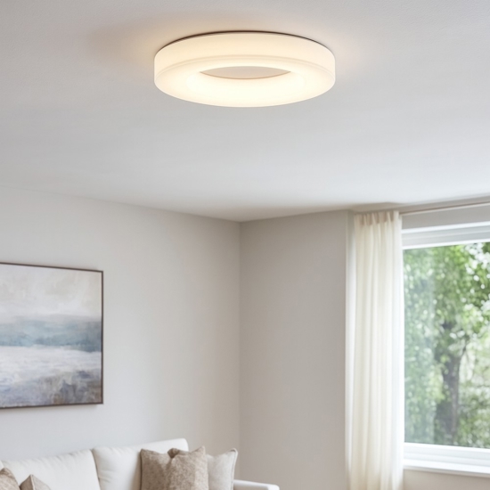 Grande plafoniera led anello bianco dimmerabile stilnovo saturn