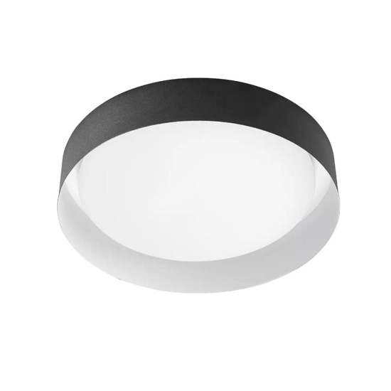 Plafoniera led 12w crew-2 3000k nero bianco linea light