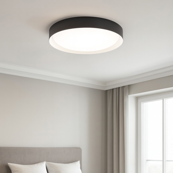 Plafoniera led 12w crew-2 3000k nero bianco linea light