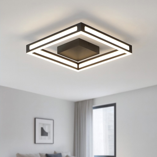 Plafoniera quadrata nera led 13w 3000k moderna altaflor eglo