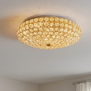 King pl5 plafoniera camera da letto tonda oro lucido cristallo trasparente ideal lux