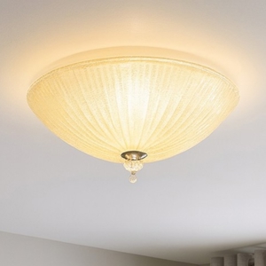 Shell pl3 plafoniera moderna rotonda vetro granigliato ambra ideal lux