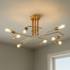Ideal lux plafoniera moderna triumph pl8 ottone otto luci per salotto