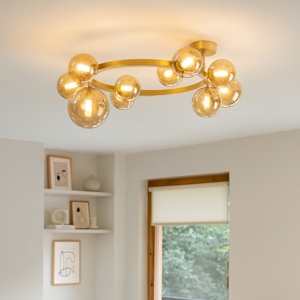 Perlage pl10 ideal lux plafoniera vetri ambra