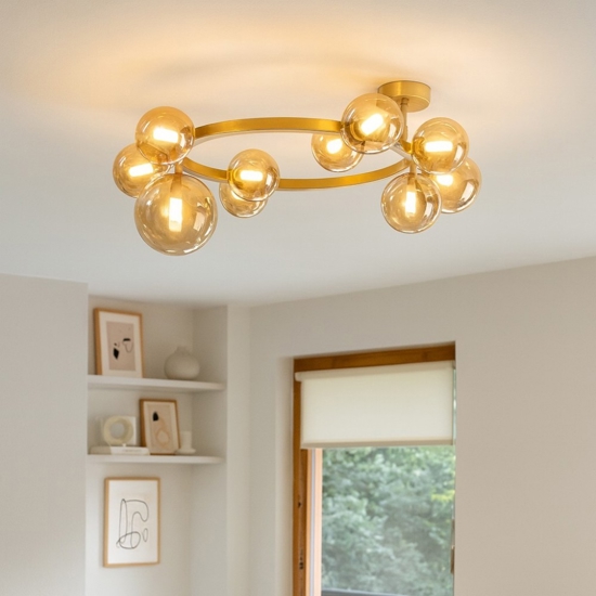 Perlage pl10 ideal lux plafoniera vetri ambra