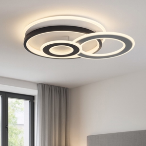 Plafoniera moderna grigio nero cerchi led 40w 3000k