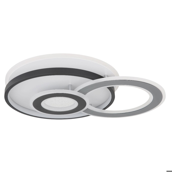 Plafoniera moderna grigio nero cerchi led 40w 3000k