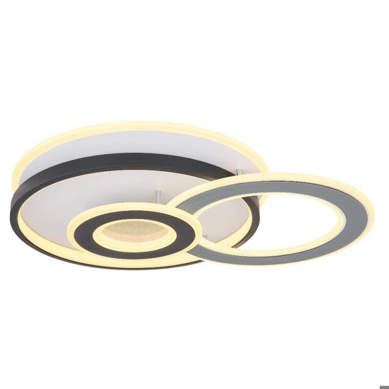 Plafoniera moderna grigio nero cerchi led 40w 3000k