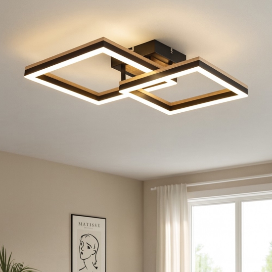 Plafoniera in legno con luci orientabili led 18w 3000k