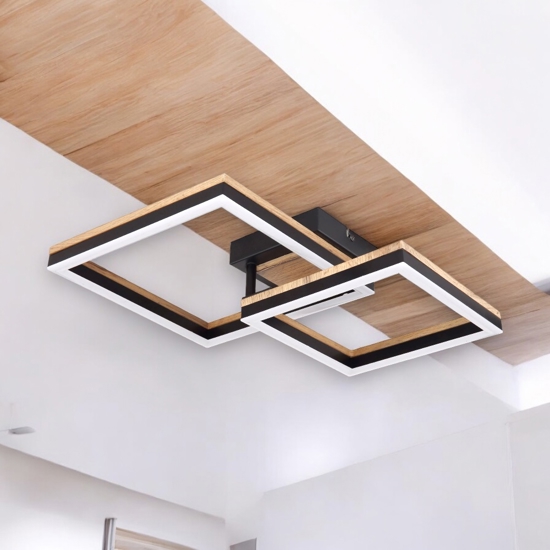 Plafoniera in legno con luci orientabili led 18w 3000k