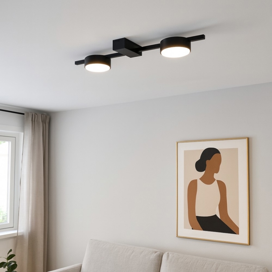 Plafoniera lampada nera da soffitto design minimale