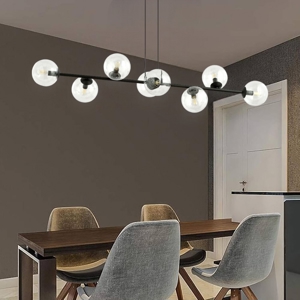 Lampadario nero sfere vetro per soggiorno moderno fp