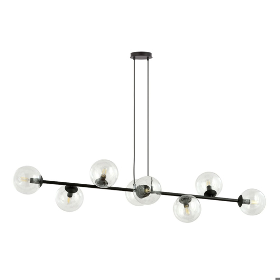 Lampadario nero sfere vetro per soggiorno moderno fp