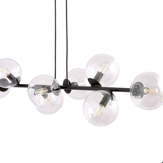 Lampadario nero sfere vetro per soggiorno moderno fp