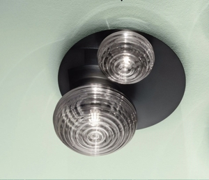 Plafioniera nera moderna da parete soffitto sfere vetro fume ondaluce pl tondo