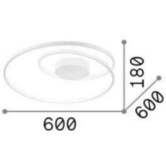 Oz pl dali ideal lux plafoniera led 3000k dali push dimmerabile ottone