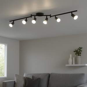 Plafoniera moderna con luci spot orientabili nera eglo buzz