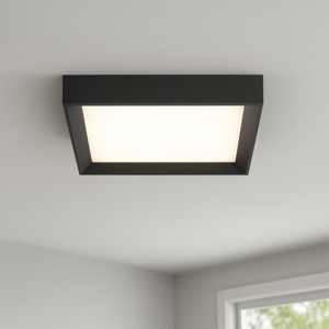 Plafoniera led 3000k quadrata nera ip40 tara linea light